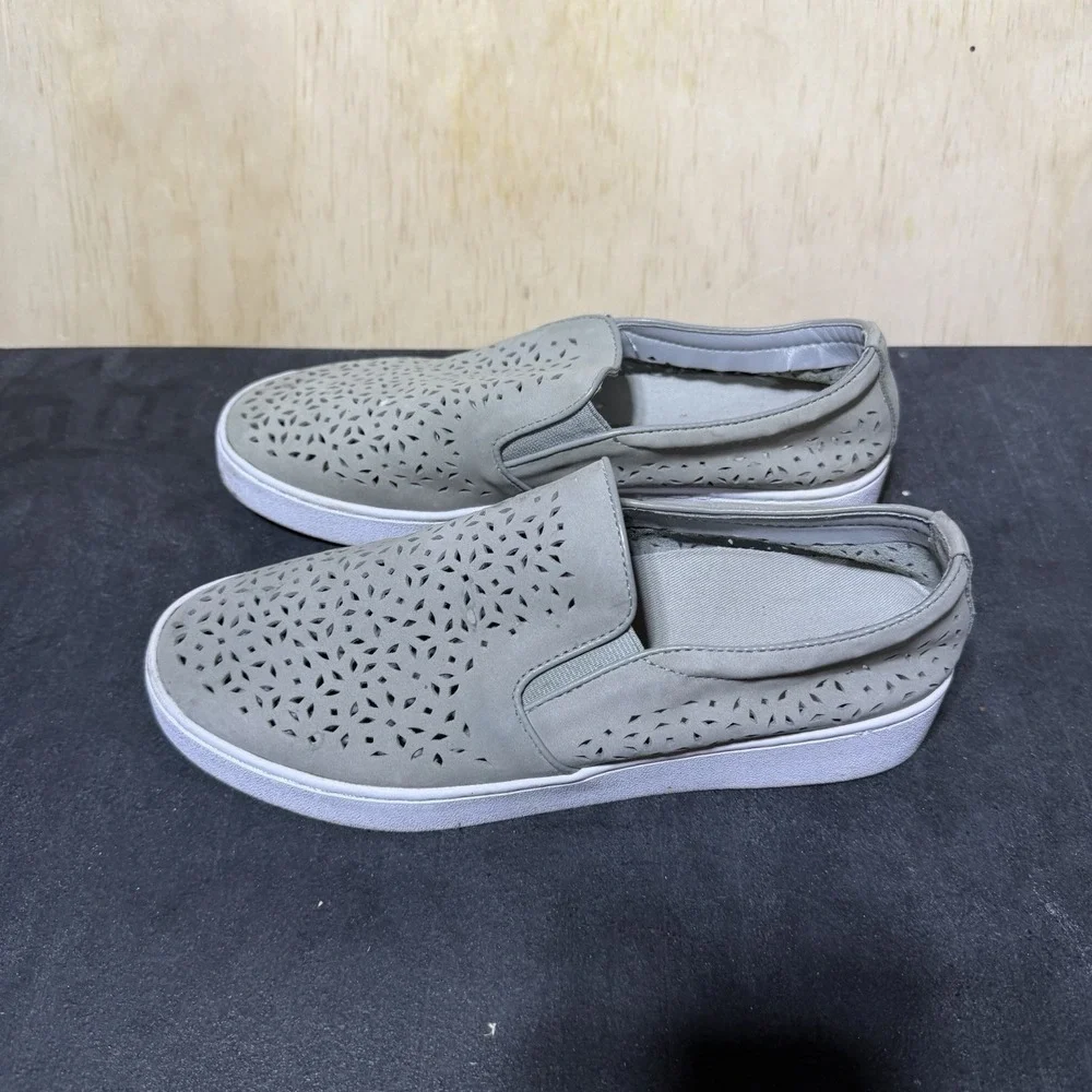 Vionic Women's Size 8 Gray Slip On Sneakers Perforated Casual Comfort Shoes